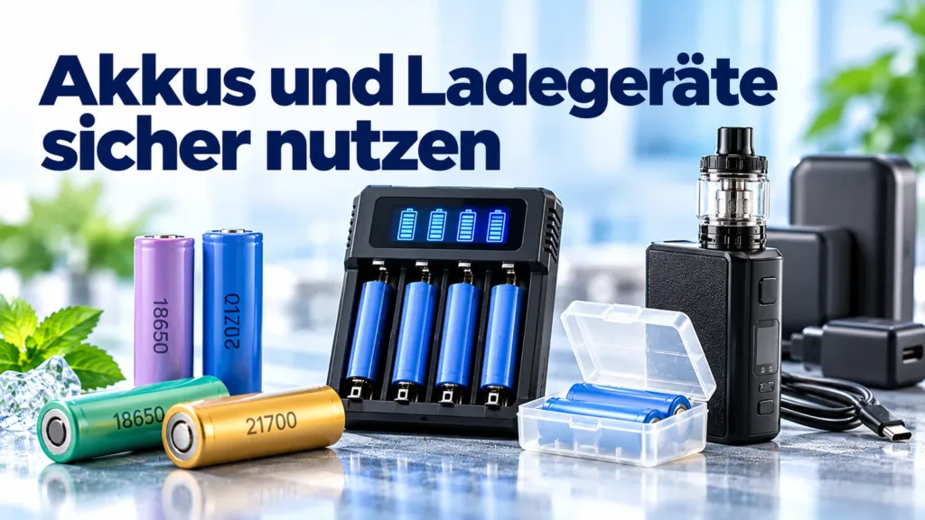 Akkuzellen 18650 und 21700, Ladegerät, Akkubox und Akkuträger